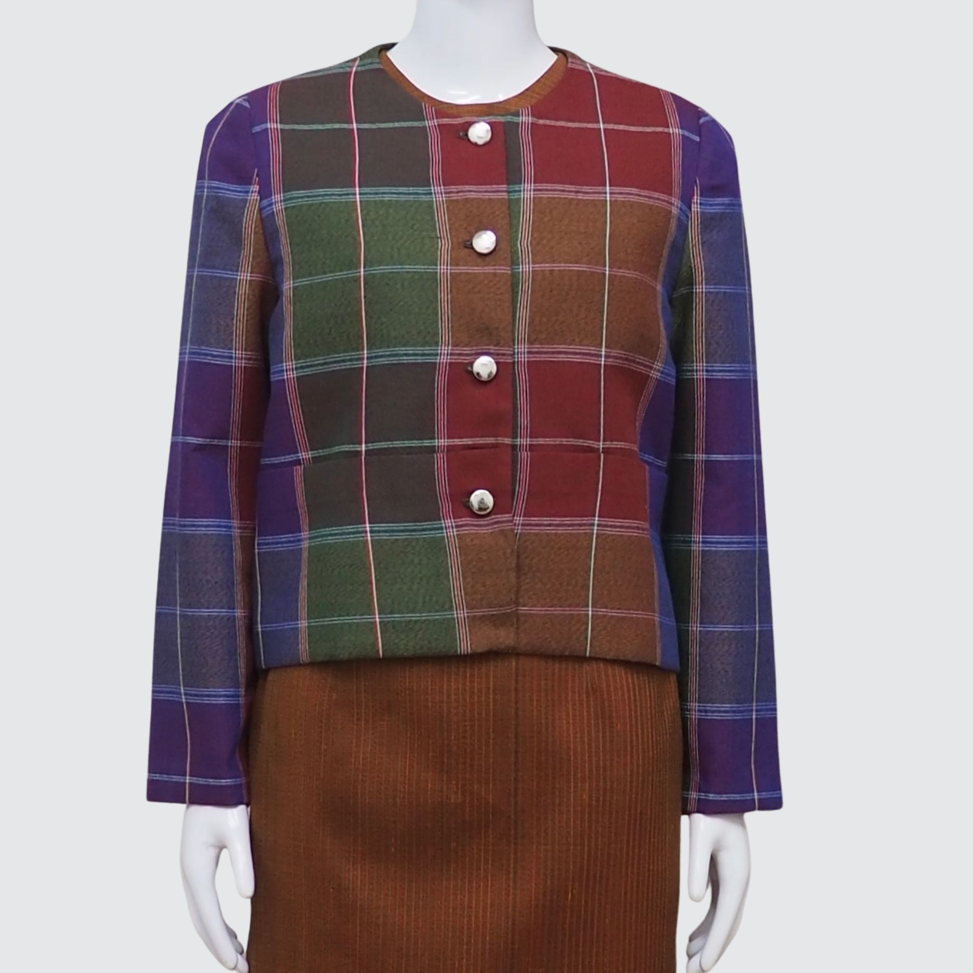 เสื้อแขนยาว ตัดเย็บจากไหมลายโสร่ง ไหมแท้ 100% | ตัดเย็บตามรูปร่าง | เลือกผ้า ส่งไซส์ได้