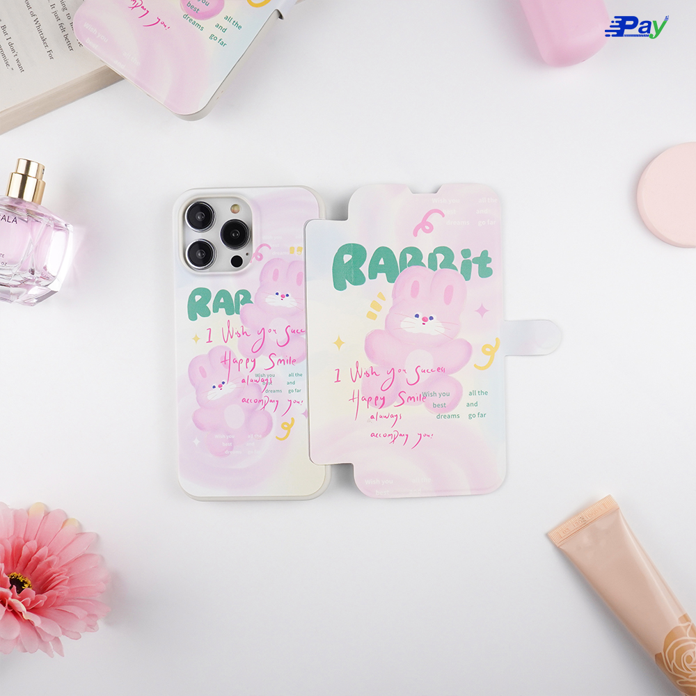 เคสโทรศัพท์ iPhone เคสฝาพับ ลายกระต่าย สำหรับ 14ProMax/13ProMax/13/11