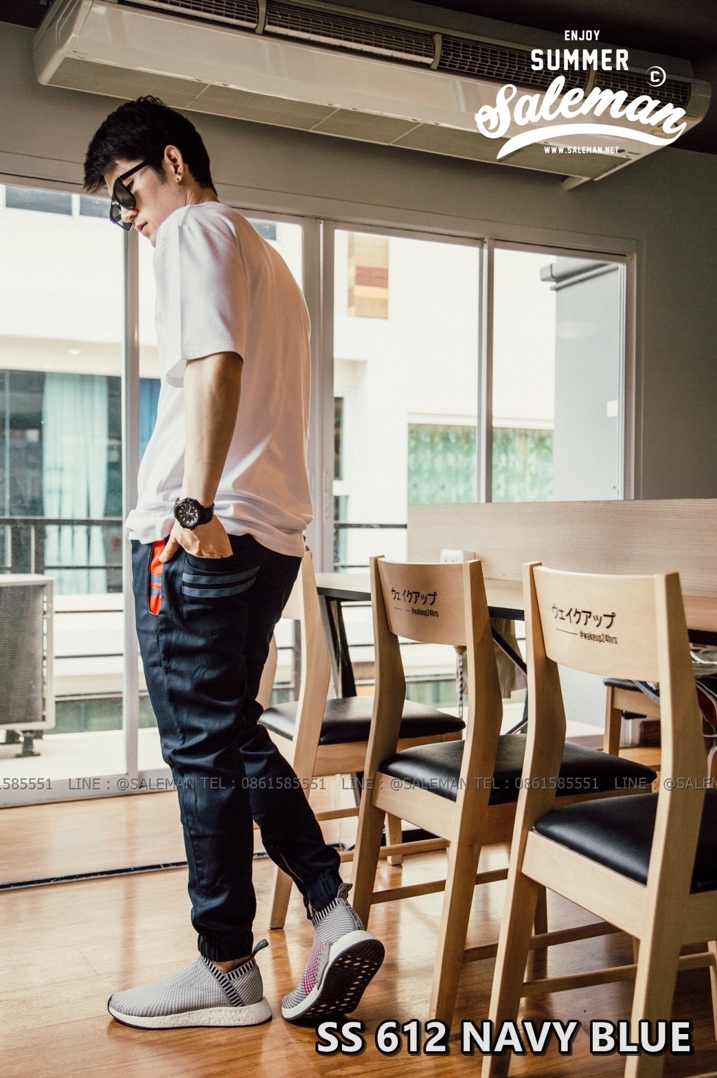 กางเกง JOGGER พรีเมี่ยม ผ้า COTTON รหัสSS 612 NAVY BLUE