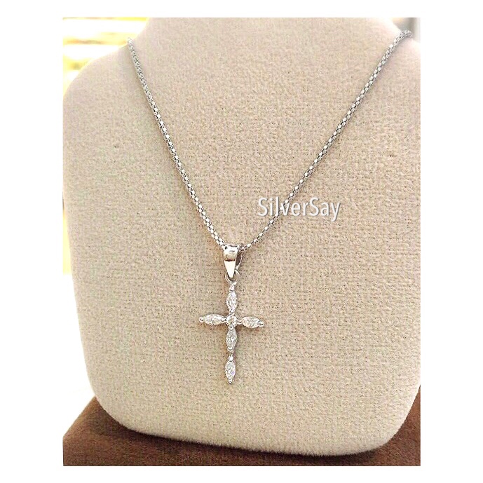 จี้ไม้กางเขนฝังเพชรสวิส/ฝังหุ้ม