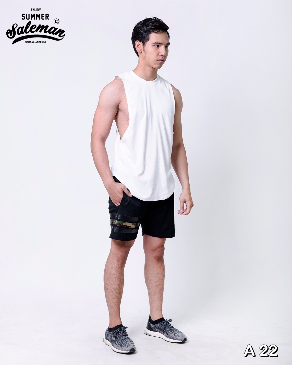 เสื้อกล้าม A 22 สีขาว