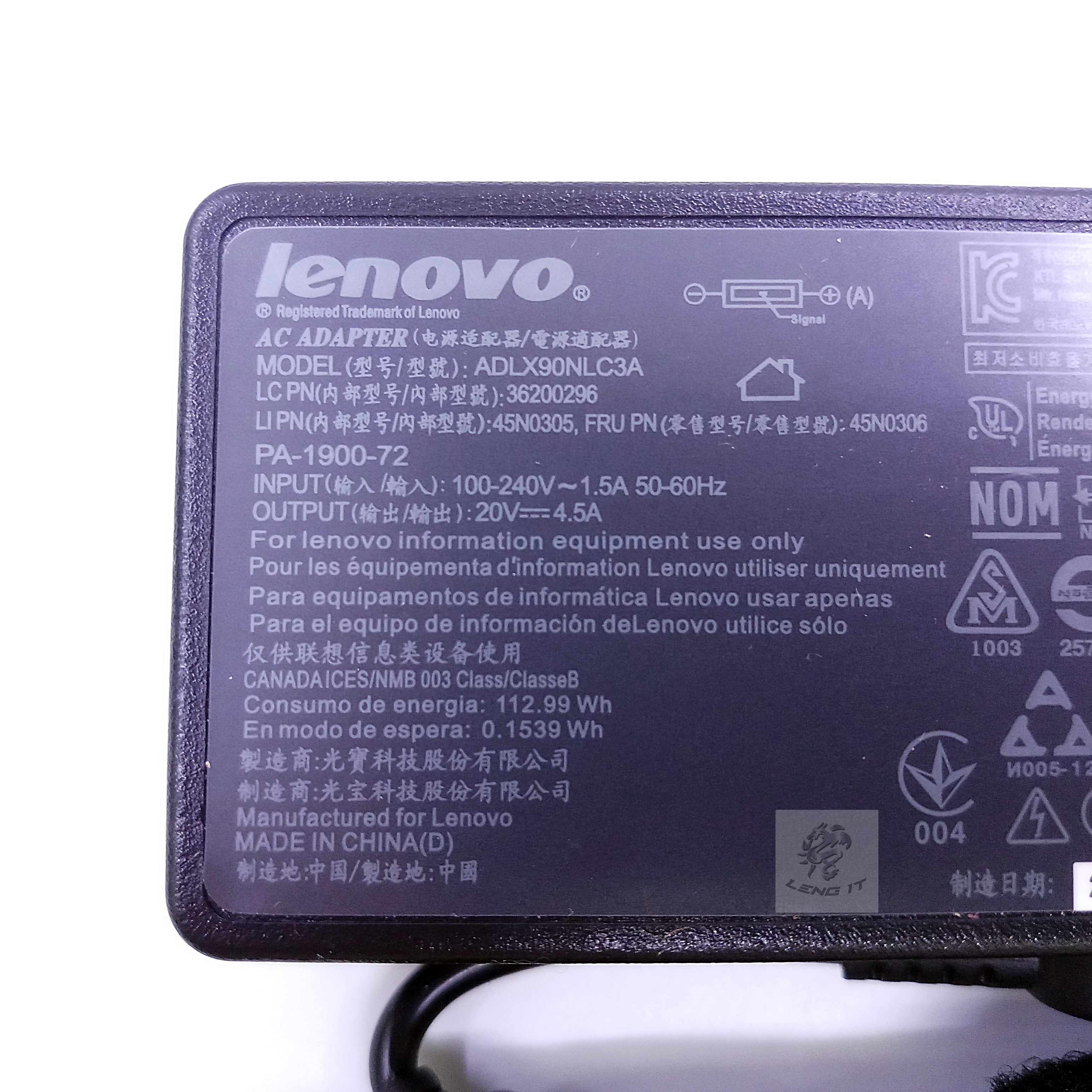 ADAPTER LENOVO 20V 4.5A 90W หัวUSB (ของเทียบ OEM)