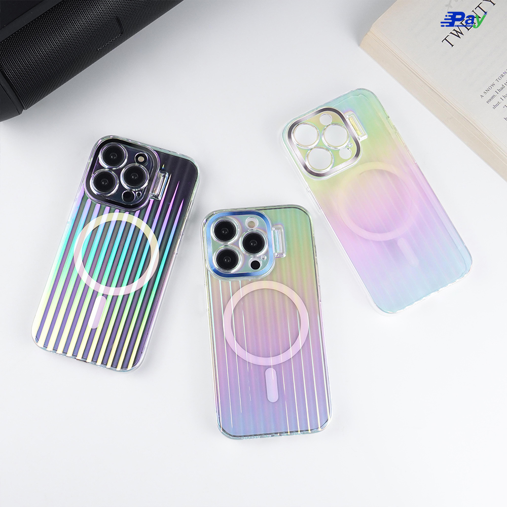 เคสโทรศัพท์ iPhone Cococ โฮโลแกรม ขอบกล้องตั้งได้ เคสชาร์จไร้สาย สำหรับ 14ProMax/14Pro