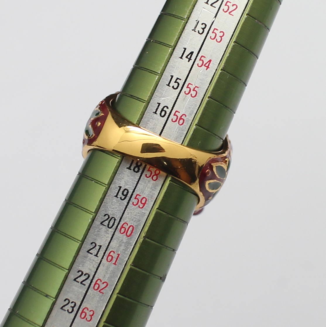 SI195 แหวนทับทิมล้อมทับทิมทรงมอญ ตัวเรือนลงยา เงินแท้ 92.5% นน. 17.3 กรัม Size 58