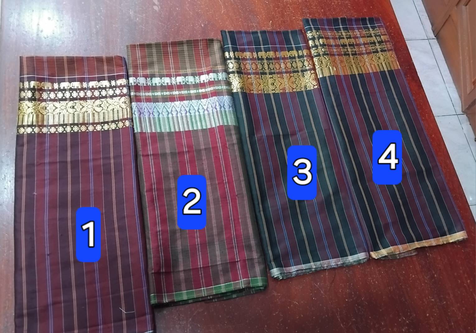 ผ้าขาวม้า ไหมแท้ ยกขิดดิ้นลายช้าง ขนาด 65X200ซม. เลือกหมายเลข รหัส R4E-NY-1006683