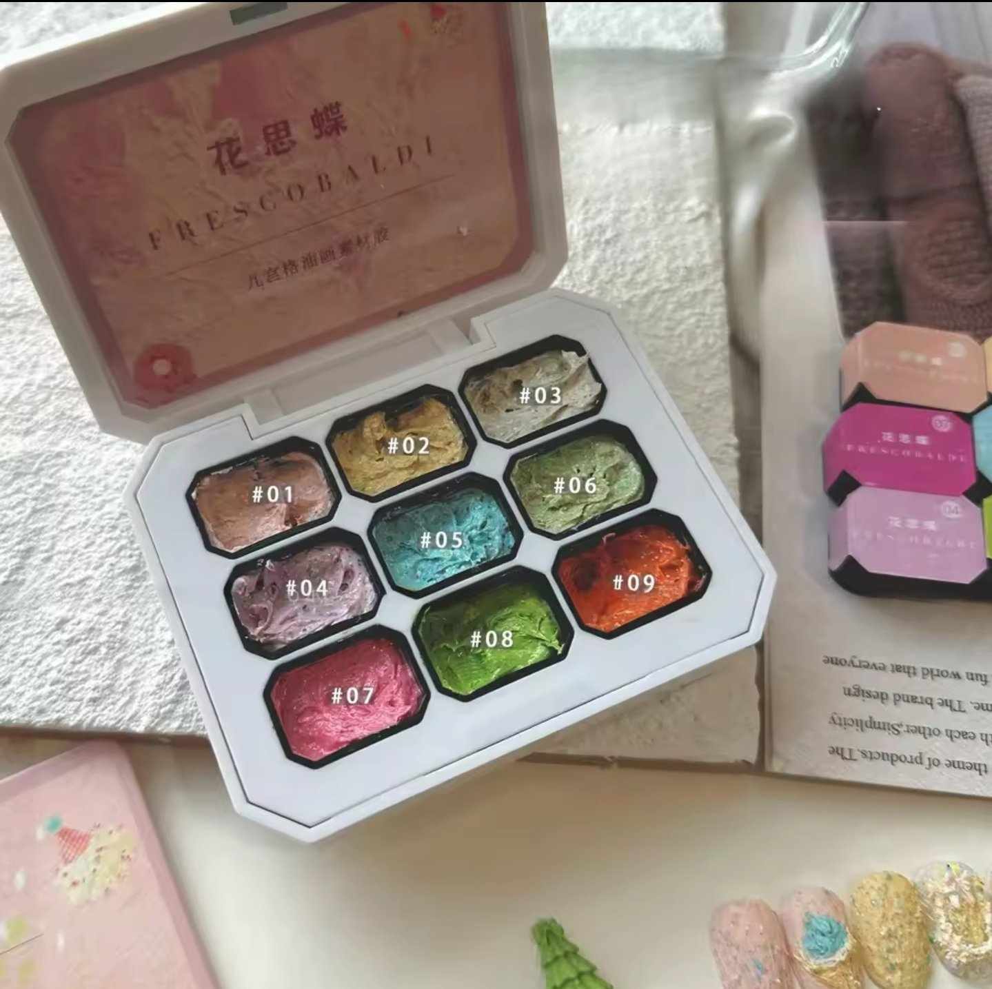 ยิปซั่มเจล [Gypsum gel] เจลเพ้นท์นูน โทนสีครีม,เค้กขนม 9เฉดสี/เซต