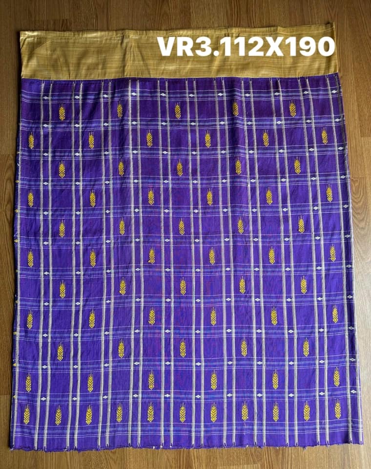 โสร่ง ไหมบ้าน ย้อมสีธรรมชาติ ขนาด 112x190ซม พื้นสีม่วง รหัส N9-SIL-VR3