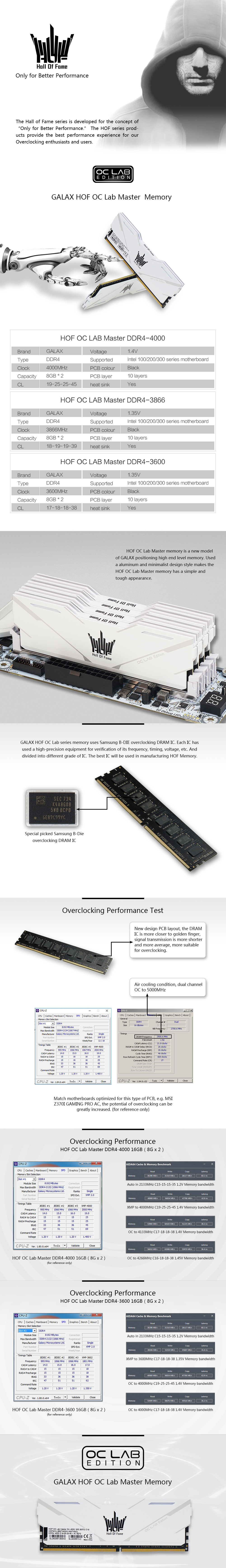 GALAX HOF OC Lab Master DDR4-3600 16G (8G*2) DDR4-3600 CL 17-18-18-38 1.35V