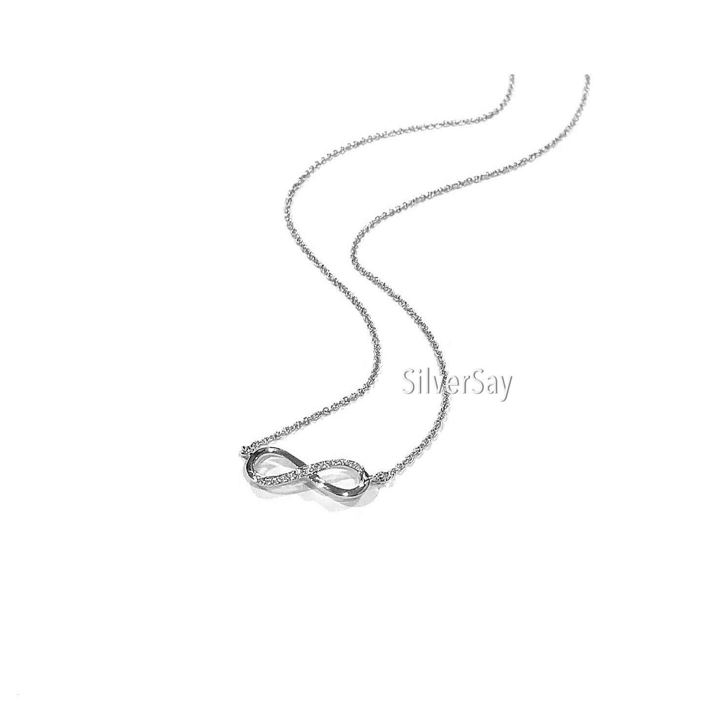 สร้อยคอลายอิตาลีพร้อมจี้อินฟินิตี้ Infinity ฝังเพชรสวิสไมโครแถว