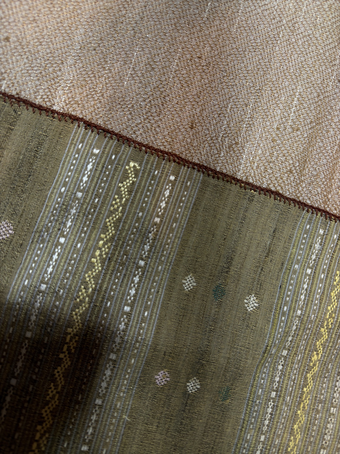 ซิ่นขิดไหม ต่อหัว ต่อเชิง ขนาด1x2เมตร สีเขียวทอง รหัส R4F-155-1246811