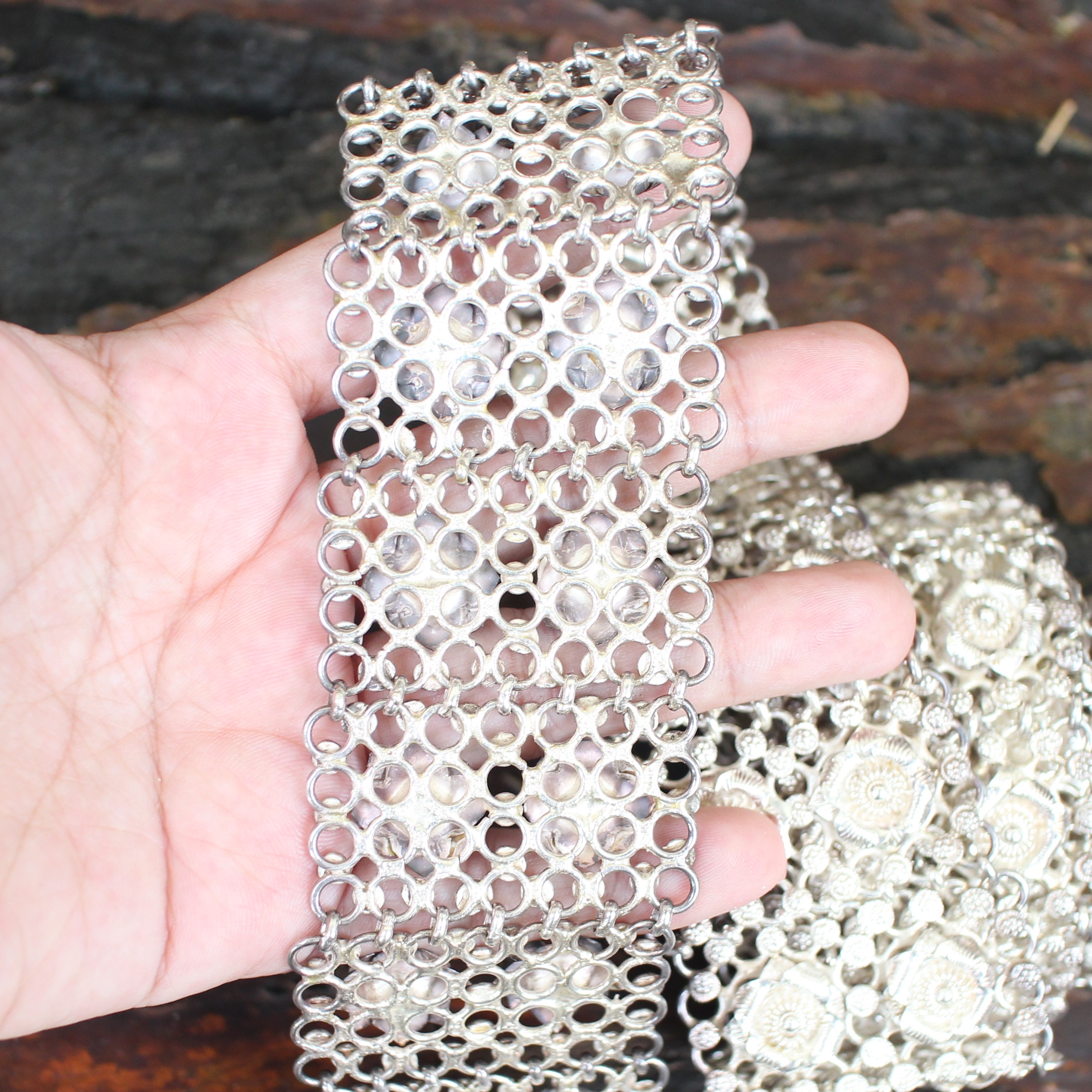 SI344 เข็มขัดเงินหัวดุลลายดอกไม้ เงินแท้ 92.5% นน. 460 กรัม ยาว 35 นิ้ว