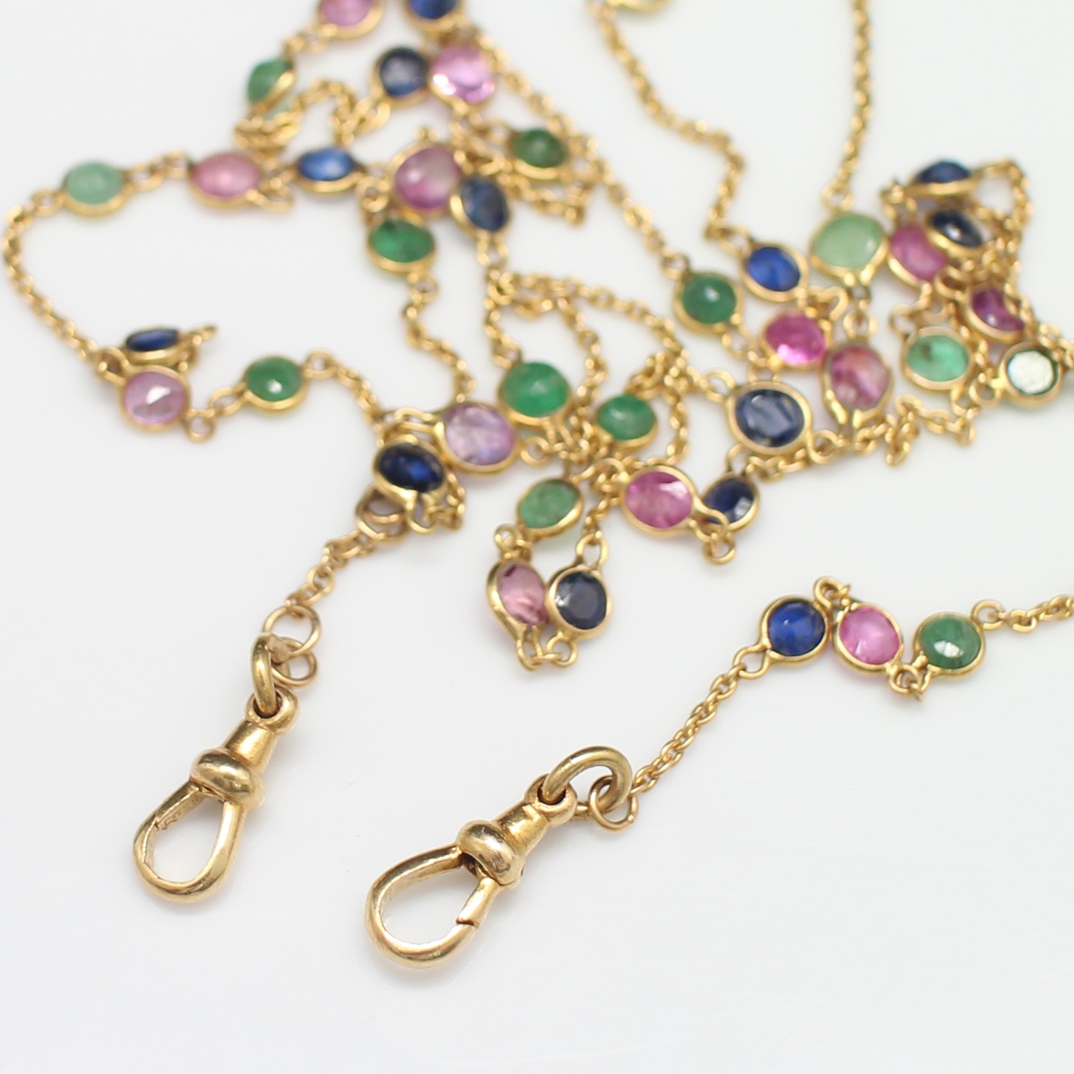 NL25059 สายสร้อยหลากสีพร้อมก้ามปู (คล้องแมส) ทองแท้ 90% นน.รวม 12.6 กรัม ยาว 32 นิ้ว