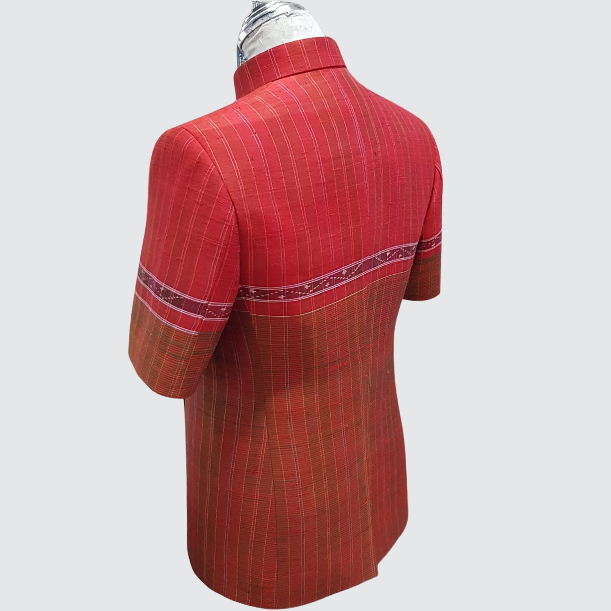 เสื้อสูทซาฟารี แขนสั้น ผ้าขาวม้า| ตัดเย็บตามรูปร่าง | เลือกลายผ้า ส่งไซส์ได้