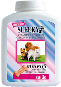 SLEEKY - สลิคกี้ วิตามินรวมและแคลเซียมสุนัข บำรุงร่างกายสุนัข รสเนื้อ สำหรับหมาทุกพันธุ์ - ขวดกลาง 350 กรัม