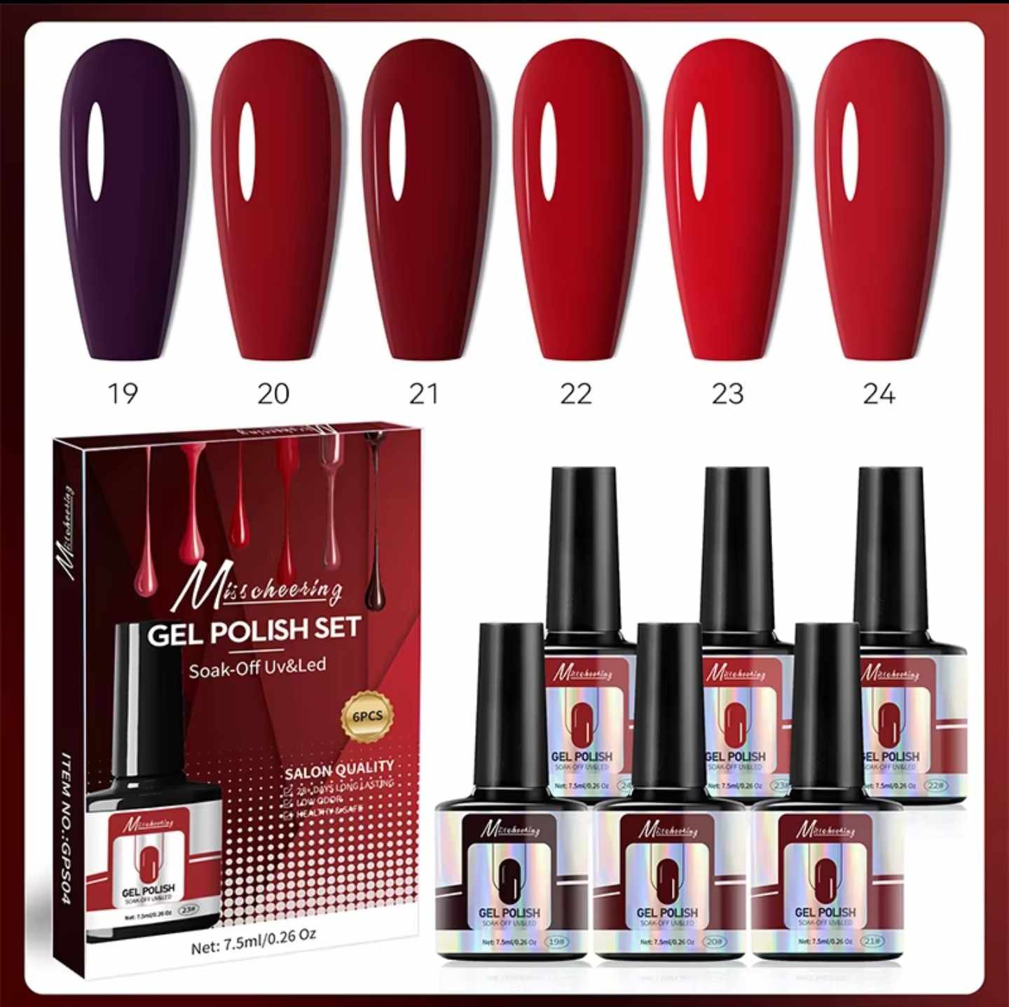 [6สี/เซต] ชุดสีเจลทาเล็บ แบรนด์ Misscheering ขนาด7.5ml