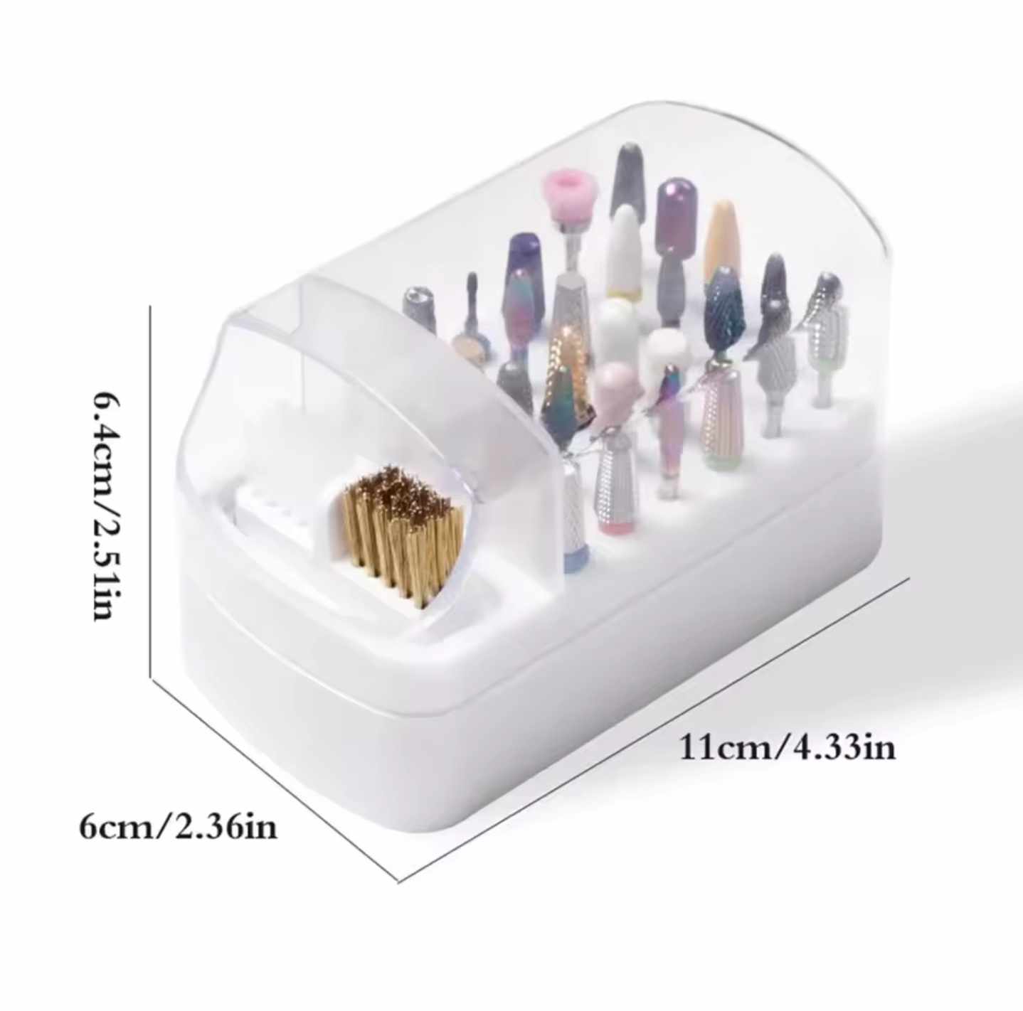 กล่องเก็บหัวเจียร แปรงขัดหัวเจียร ทำความสะอาดหัวเจียร เก็บได้30ชิ้น พร้อมแปรงทำความสะอาด