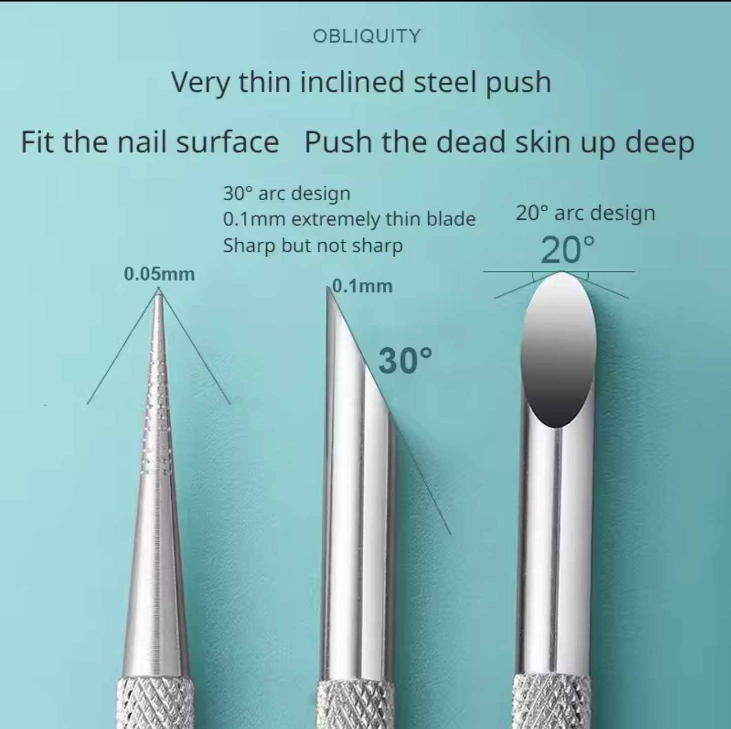 ไม้ดันหนัง2หัว แบบเฉียง+แบบแหลม พร้อมแผ่นขัดหน้าเล็บ50ชิ้น