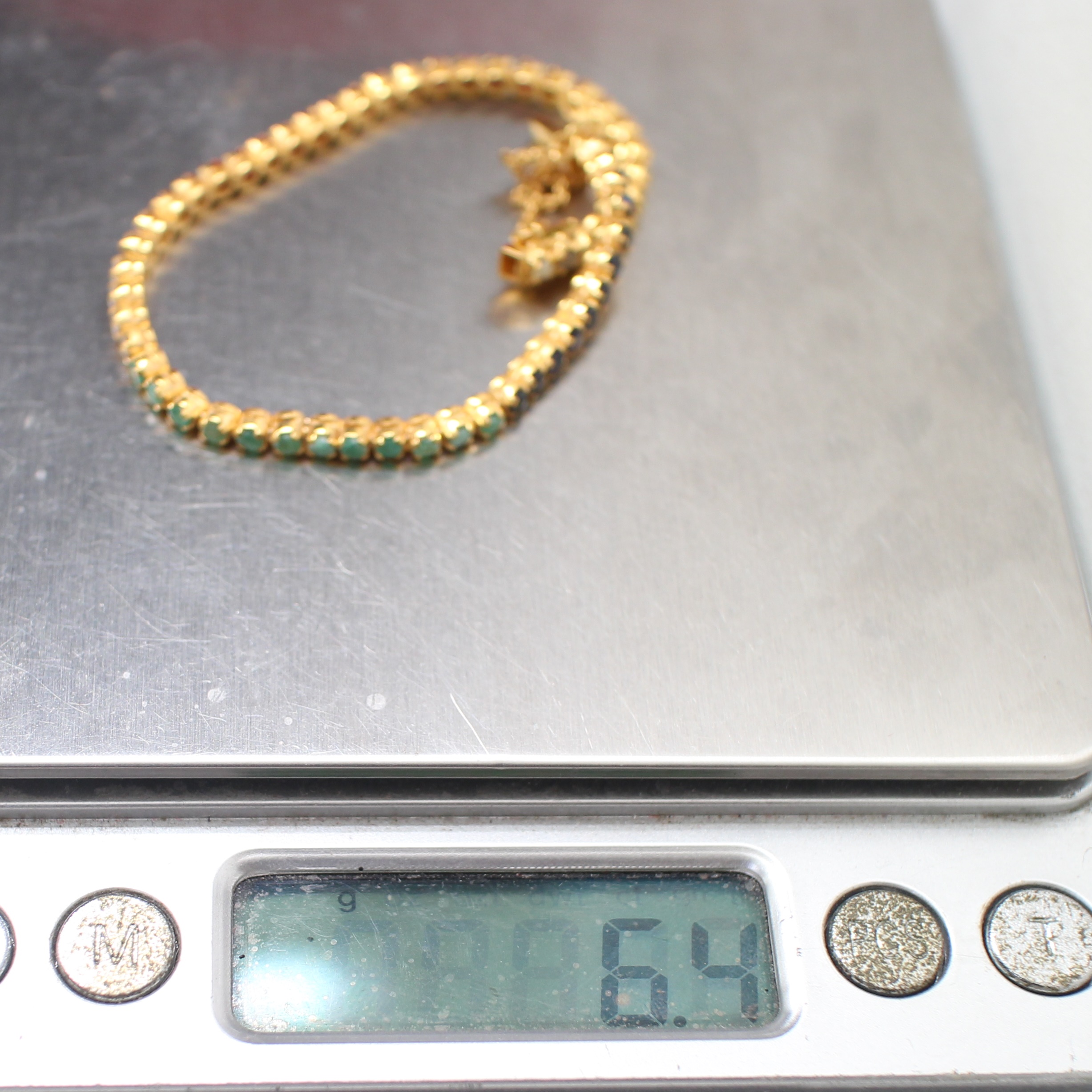 BL25123 สร้อยข้อมือพลอยหลากสี เพชรแท้ 9 เม็ด 0.10 กะรัต ทองแท้ 18k นน.รวม 6.4 กรัม ยาว 16 ซม.