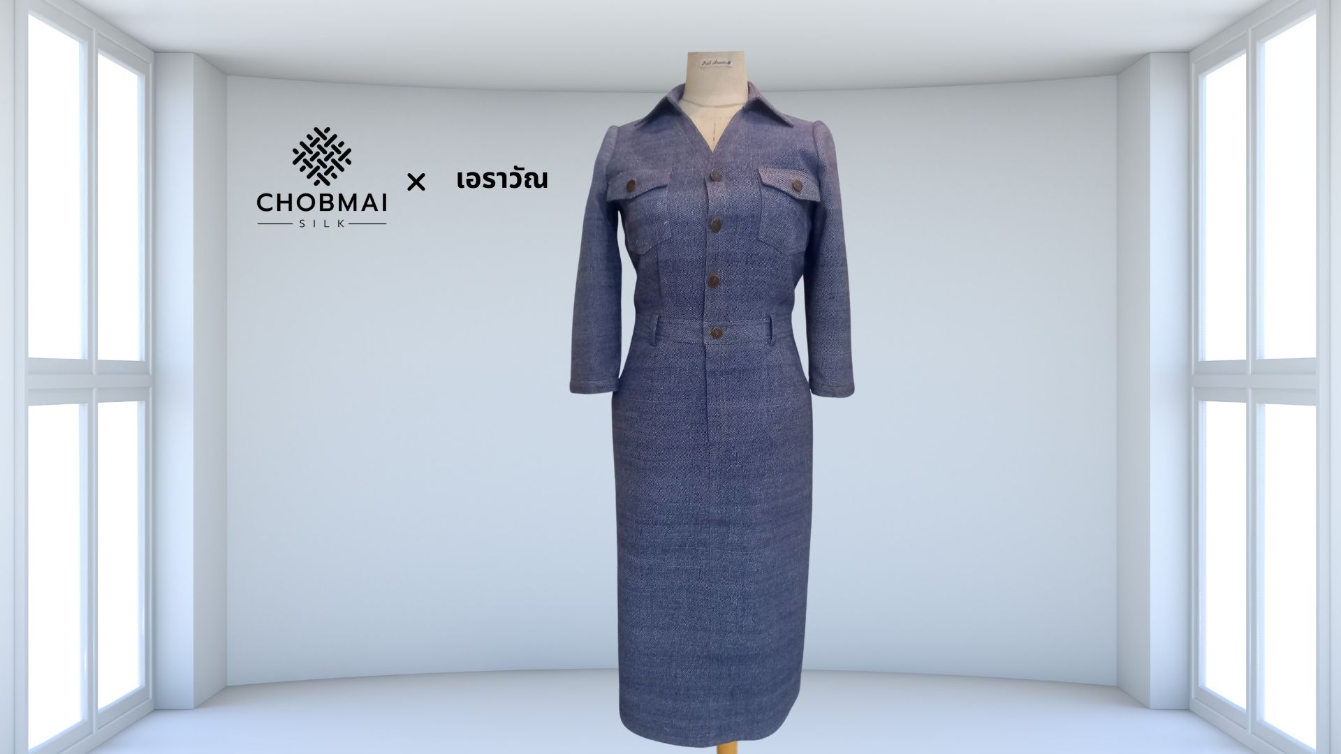 แบบตัดชุด เดรสผ้าไหม (ไม่รวมผ้า) chobmai x ARW รหัส CUT-ARW-0213673