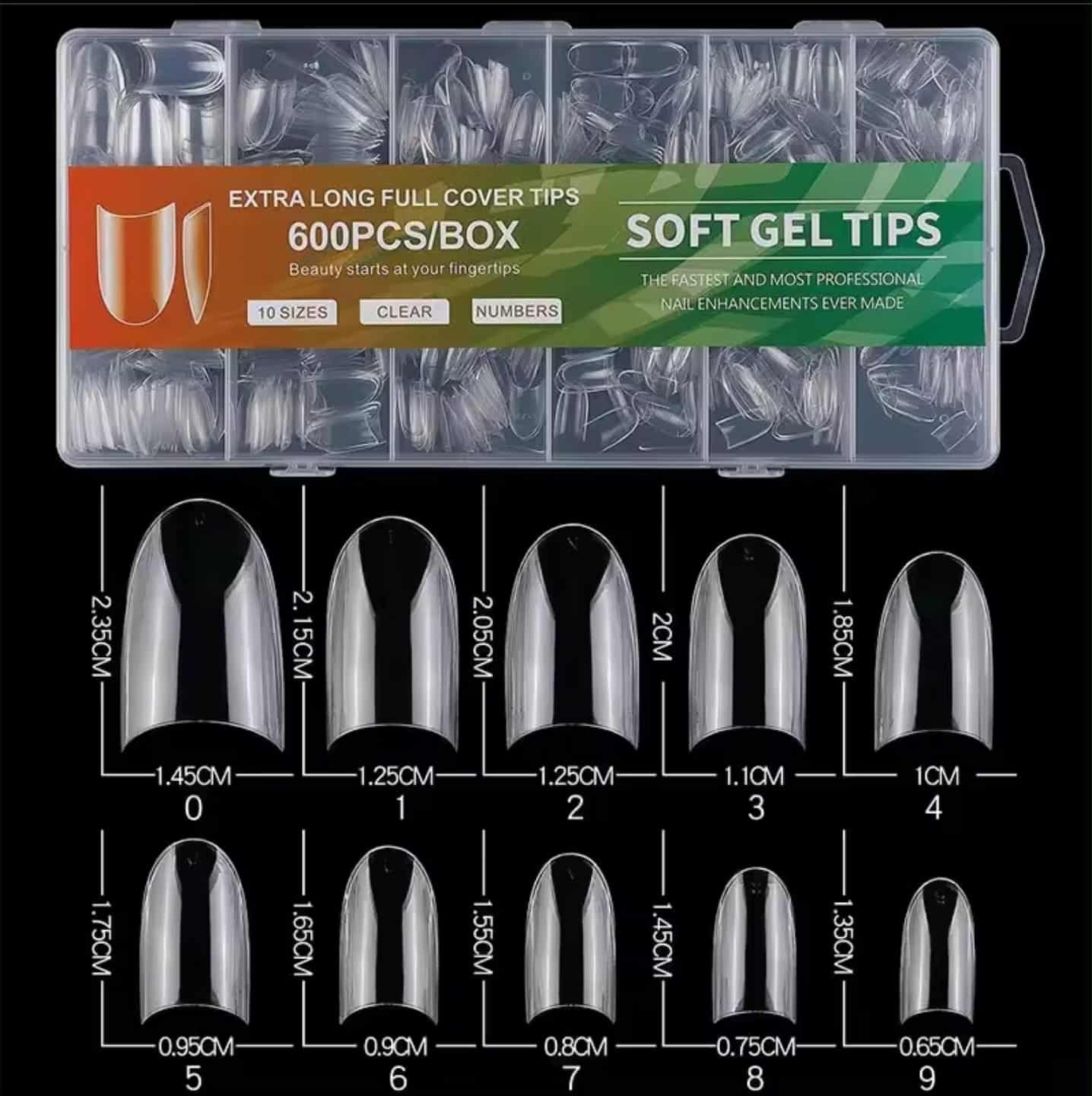 เล็บทิป ทิปต่อปลายเล็บ เล็บปลอมสั้น SOFT GEL TIPS 600ชิ้น/กล่อง