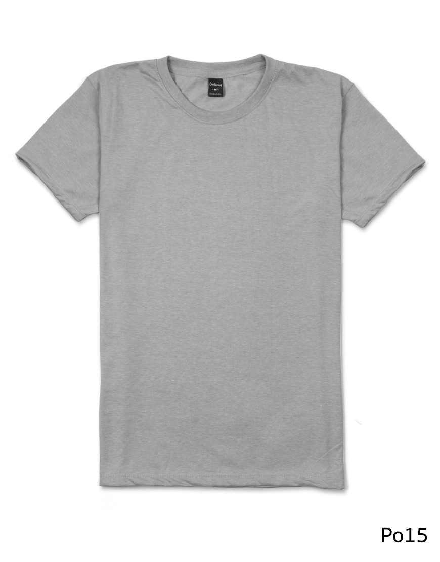 เสื้อยืดคอกลมเรียบ Po15 สีเทาเงิน