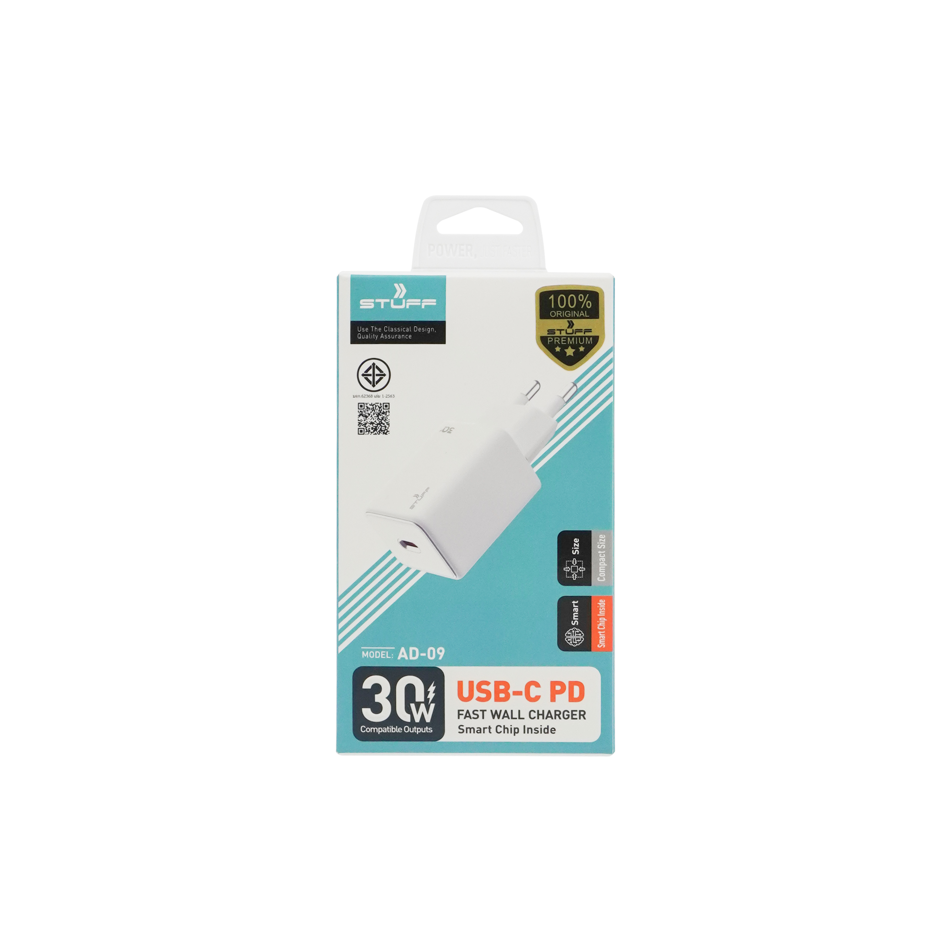 ADAPTER Stuff Type-C AD-09 30W 1Port Fast Charging อะแดปเตอร์ ขากลม มาตรฐาน มอก. หัวชาร์จเร็ว