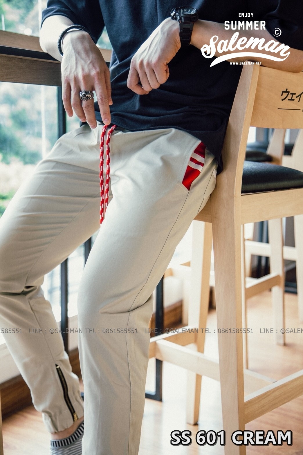 กางเกง JOGGER พรีเมี่ยม ผ้า COTTON รหัสSS 601 CREAM