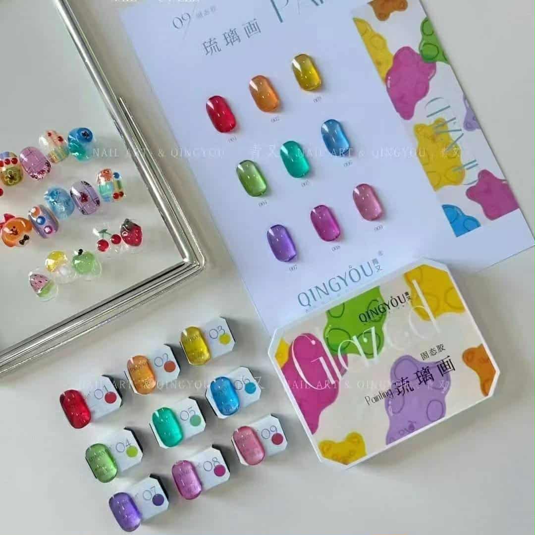 เจลเพ้นท์เล็บ เจลไซหรับ QINGYOU GLAZED สีลูกกวาด เนื้อแก้วใส วาวฉ่ำ