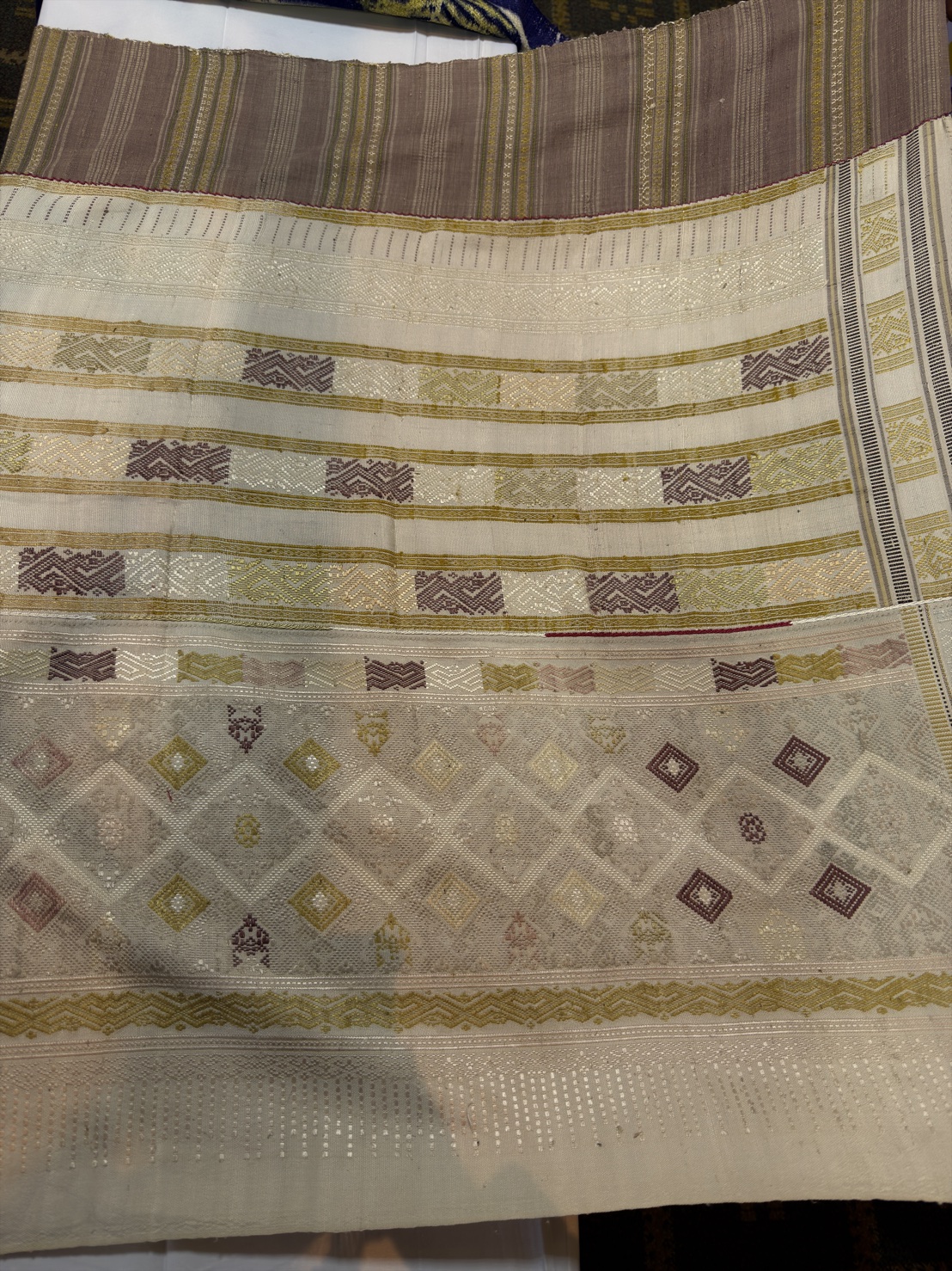 ซิ่นขิดไหม ต่อหัว ขนาด1x2เมตร สีขาวครีม รหัส R4F-155-1246815