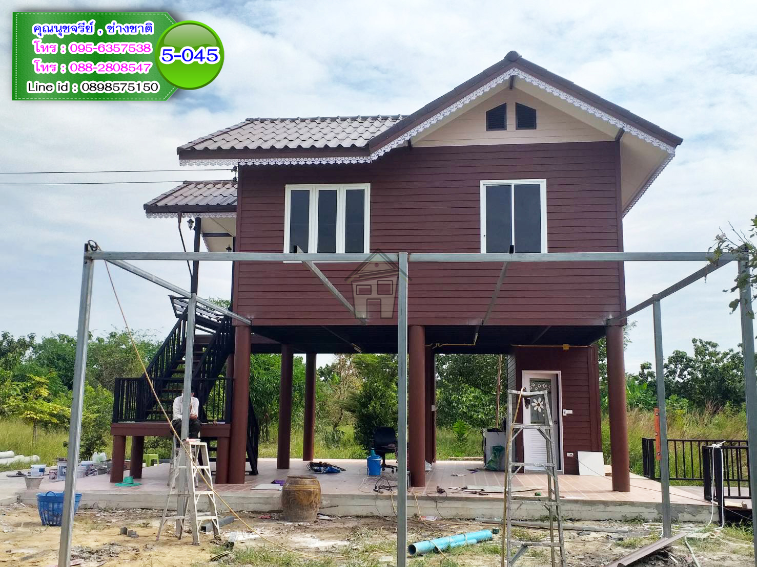 5-045 บ้านน็อคดาวน์ - บ้านหลังใหญ่ - ทรงจั่วมุกซ้อน