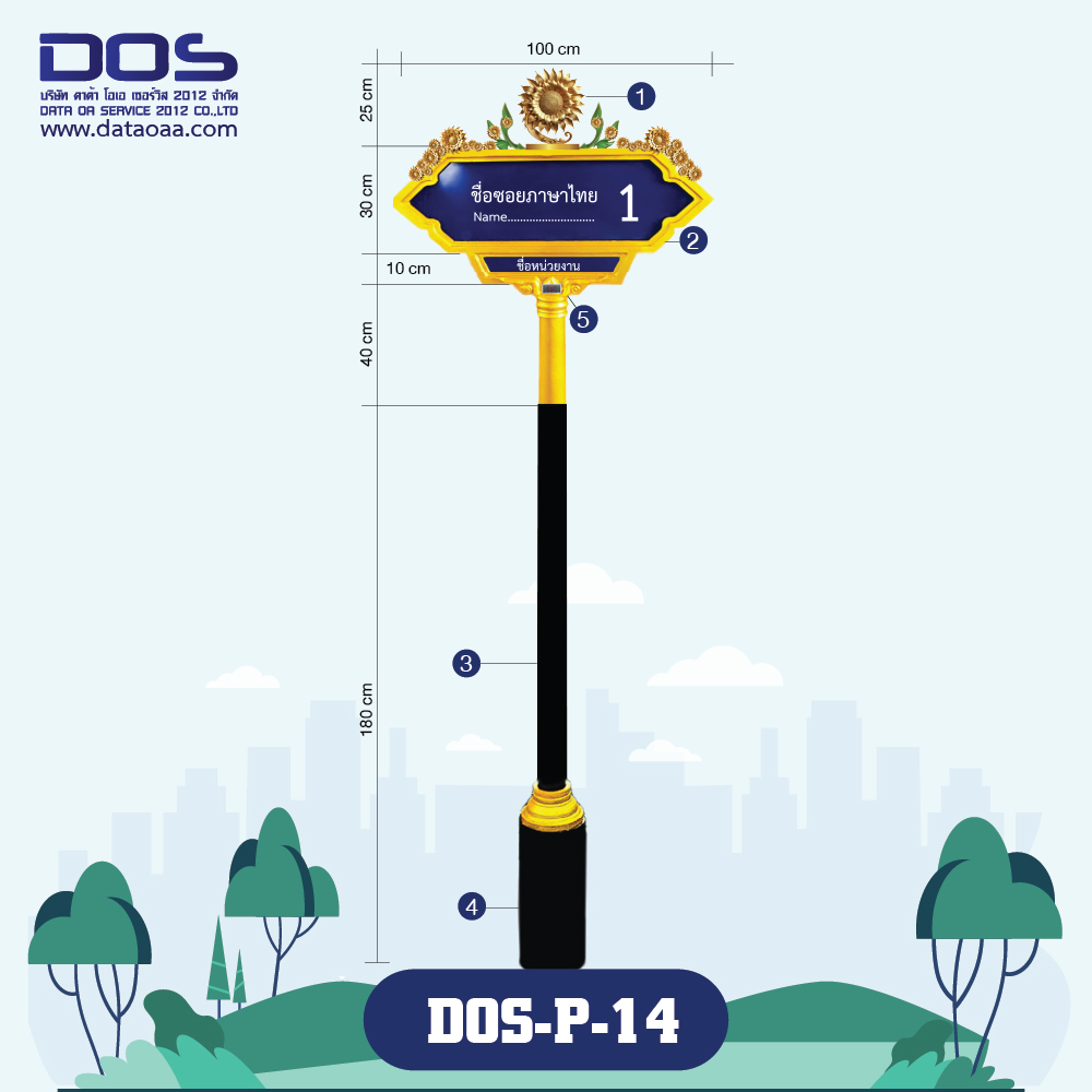 ป้ายซอย | รับผลิตป้ายซอย ราคาดี มีมาตรฐาน ขนาด 30x100 cm. DOS-P-14 - ดาต้า โอเอ เซอร์วิส 2012