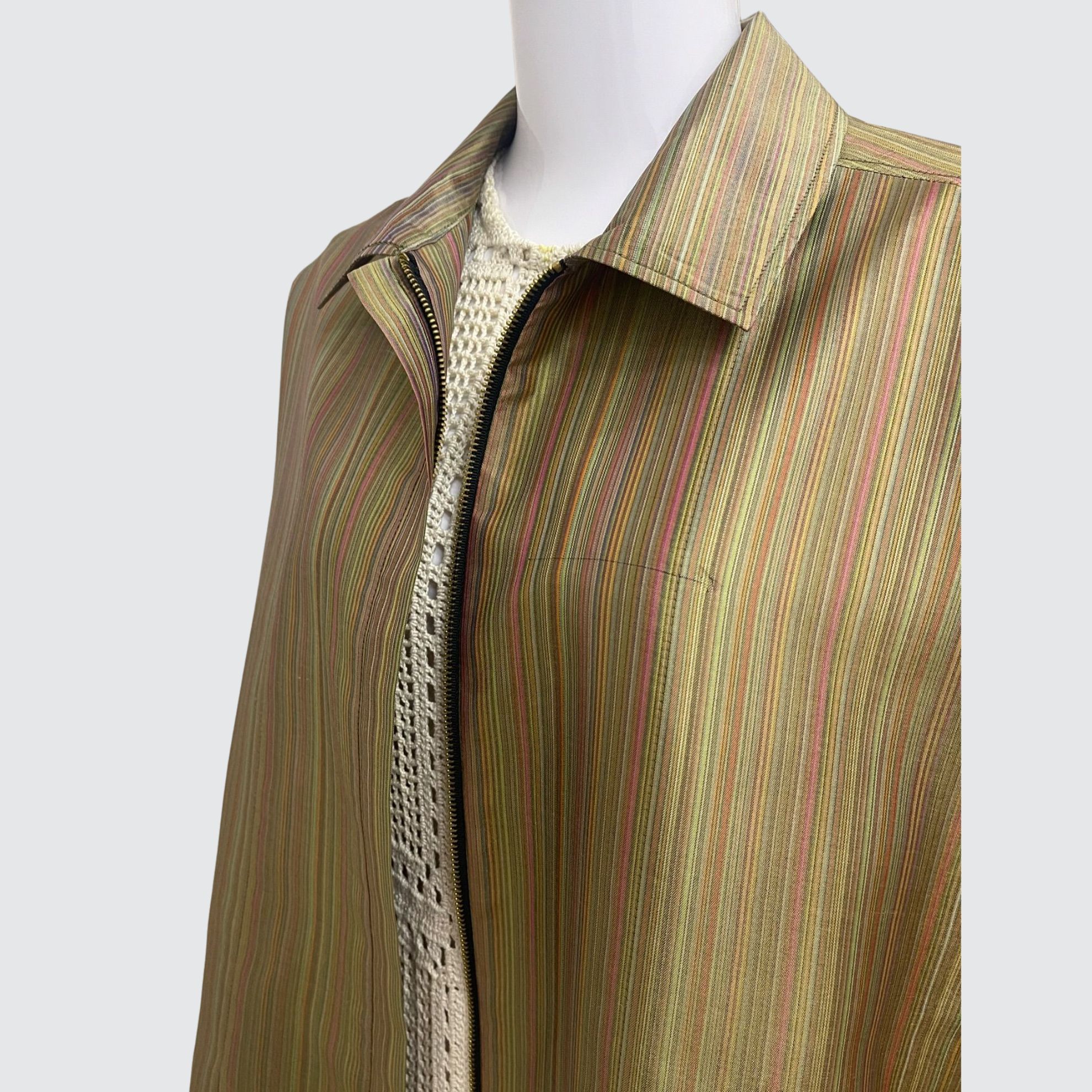 เสื้อแขนยาว ใส่เป็นเดรสได้ ตัดเย็บจากผ้าไหมลายริ้ว ไหมแท้ 100% | ตัดเย็บตามรูปร่าง | เลือกผ้า ส่งไซส์ได้