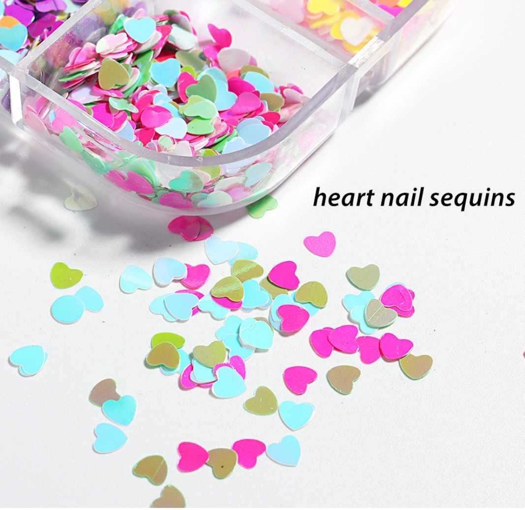 กลิตเตอร์แต่งเล็บ กลิตเตอร์รูปหัวใจ 12สี