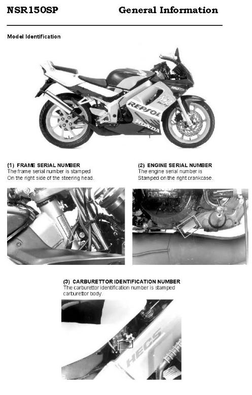 คู่มือซ่อม วงจรไฟฟ้า มอเตอร์ไซค์ Honda NSR150SP (EN)