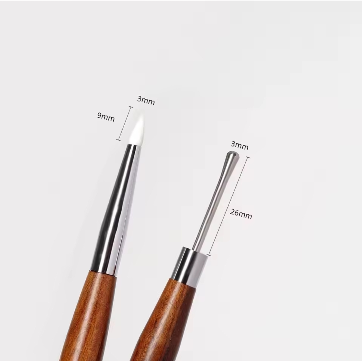 แปรงปั้นเจล3D หัวคู่ ซิลิโคน+เหล็ก พู่กันทำลายเล็บ3D 2หัว