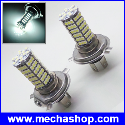 หลอดไฟตัดหมอก สปอร์ตไลท์ 1คู่ H4 120 LED 3528 SMD Super White Fog Lamp Light DC 12V