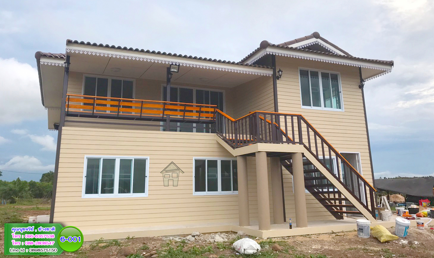 6-001 บ้านน็อคดาวน์ - บ้านหลังใหญ่ - ทรงจั่วมุกซ้อน