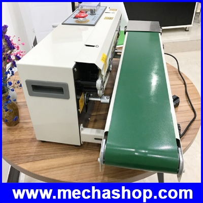 เครื่องซีลถุงแบบสายพาน ตัวเครื่องสแตนเลส Stainless Steel Body Without Spray Continuous Plastic Film Sealing Machine With Conveyor (สินค้า Pre-Order)