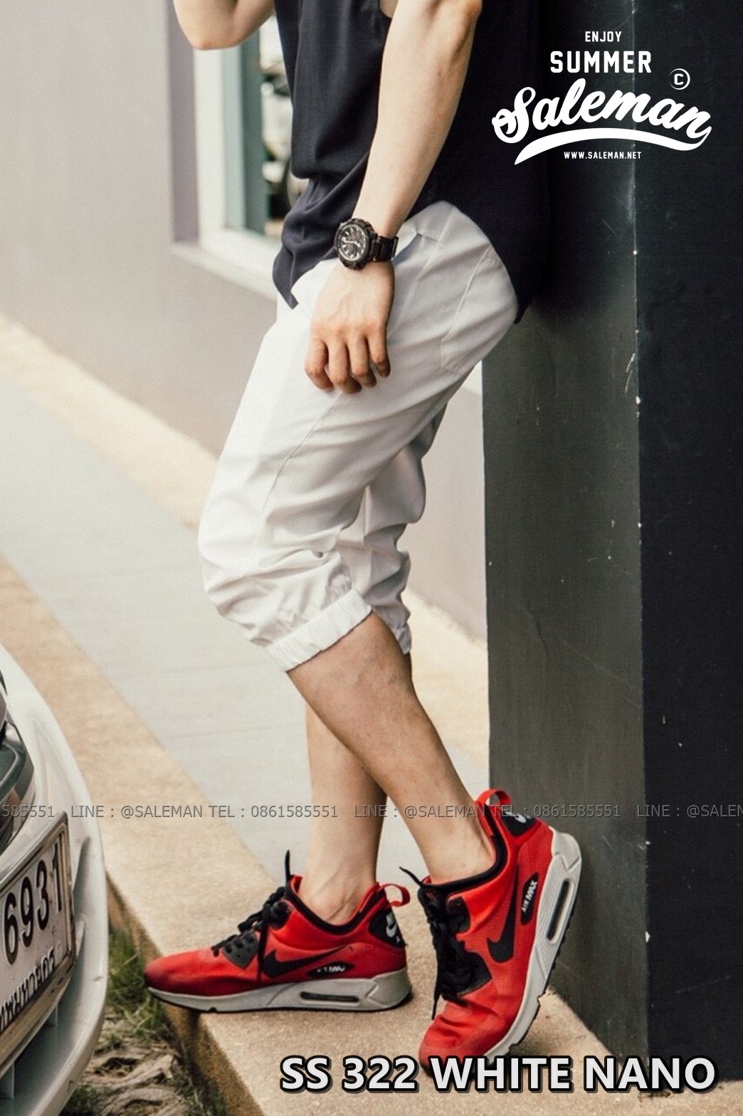กางเกงสามส่วน พรีเมี่ยม ผ้า COTTON รหัส SS 322 WHTE NANO สีขาว