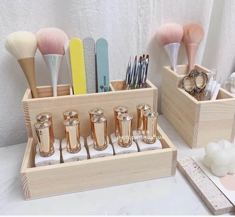 กล่องไม้เก็บอุปกรณ์ เก็บเครื่องสำอาง เก็บอุปกรณ์ทำเล็บ จัดระเบียบของ