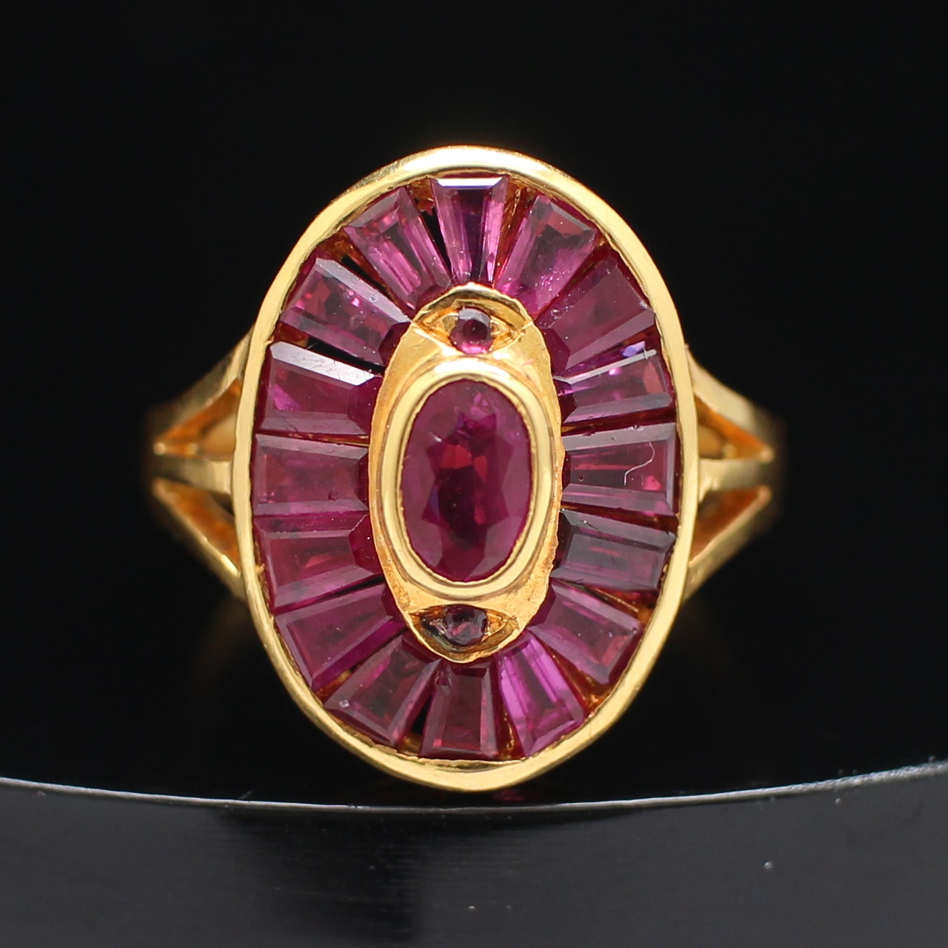 RG250190 แหวนทับทิมเจียรไน ทองแท้ 90% นน.รวม 5.7 กรัม ขนาดแหวน 54