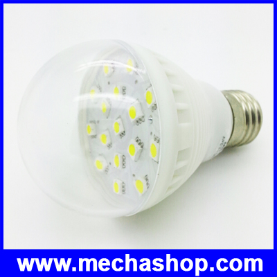 หลอดไฟ LED SMD E27-24SMD 5W 12V แสงขาว with cover (เทียบเท่าหลอดตะเกียบ10-15วัตต์) อายุการใช้งาน 40,000 ชั่วโมง