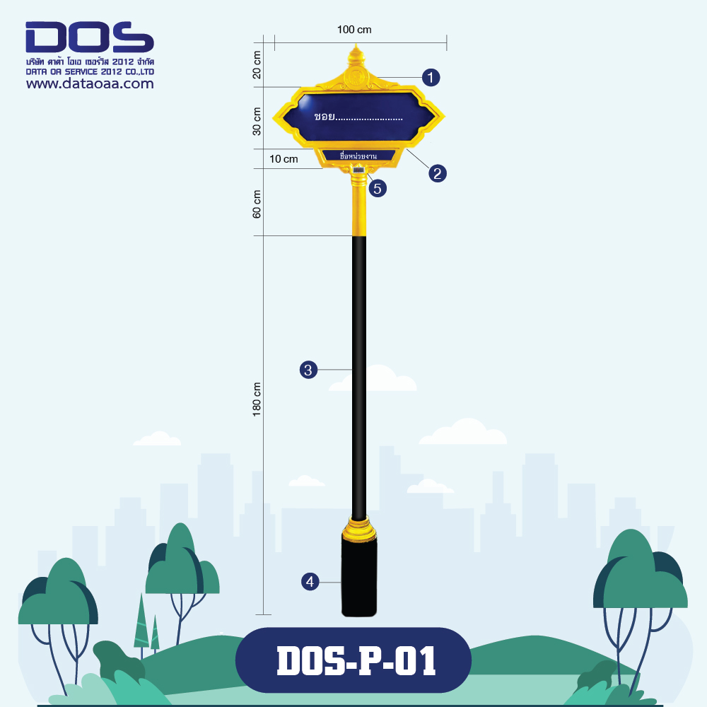 ป้ายซอย | รับผลิตป้ายซอย ราคาดี มีมาตรฐาน ขนาด 30x100 cm. DOS-P-01 - ดาต้า โอเอ เซอร์วิส 2012