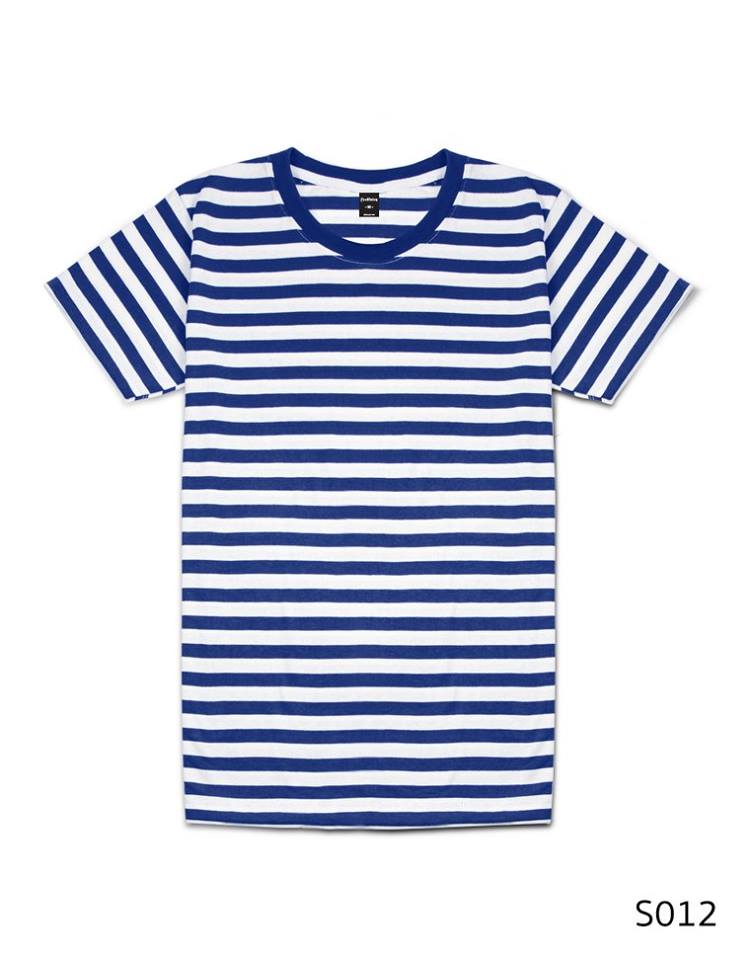 เสื้อยืดคอกลมลายทาง ริ้ว1เซนติเมตร S012 (สีน้ำเงิน)