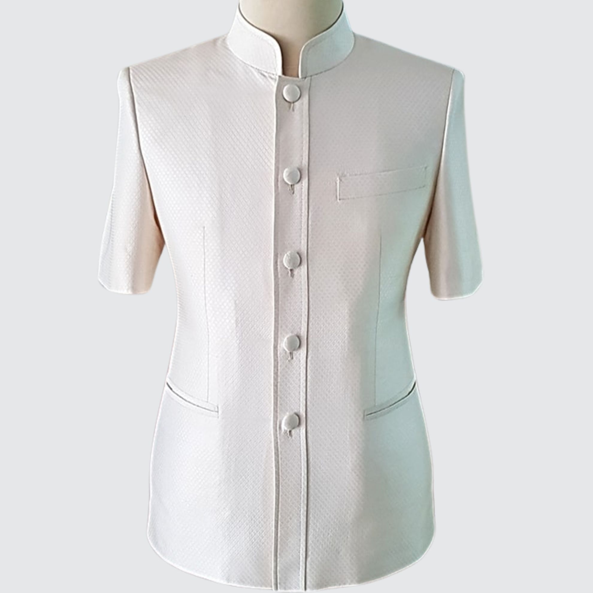 เสื้อสูทพระราชทาน แขนสั้น ไหมสีพื้นเนื้อยกดอก | ตัดเย็บตามรูปร่าง | เลือกสีผ้า ส่งไซส์ได้