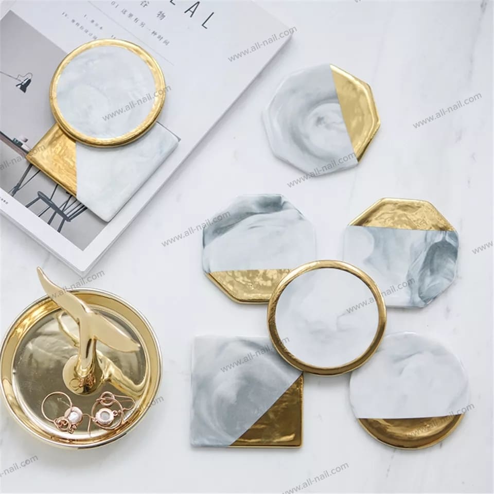 พร็อพถ่ายรูปเล็บ จานหินอ่อนถ่ายรูปโชว์เล็บ ฉากถ่ายรูป จานสี จานรองแก้วแบบเรียบหรู