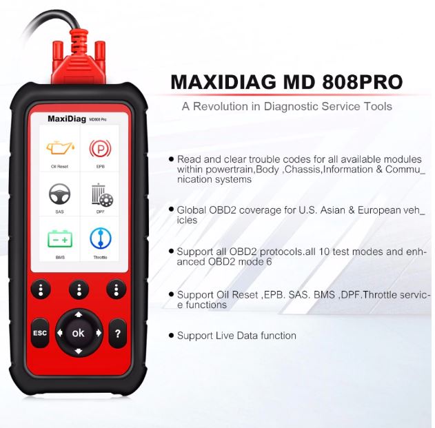 Autel Maxidiag MD808 PRO ALL System OBD2 Code Scanner Better MaxiCheck Pro MD802 Diagnostic Tool Scanner MD808 PRO
