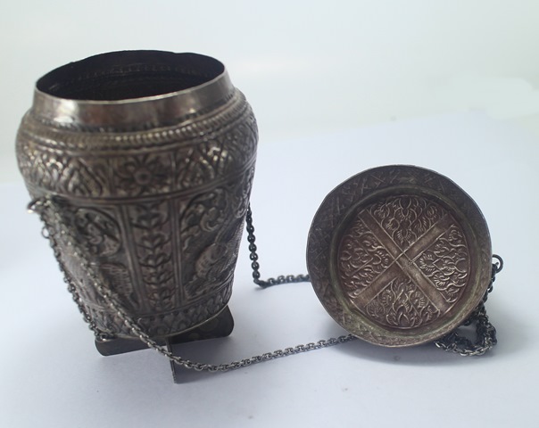 SI113 ข้องเงินลายไทย เงินแท้ 92.5 % นน. 151.1 กรัม