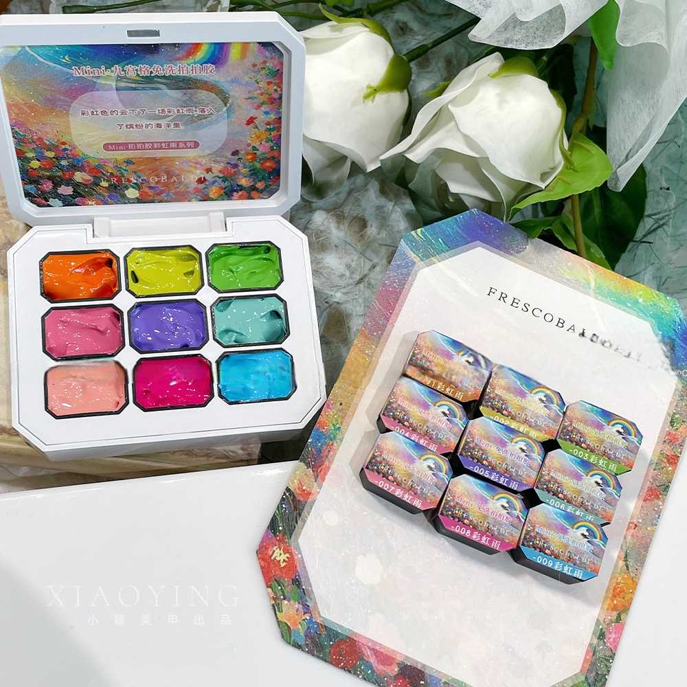 สีเจลเพ้นท์ สีเจลทำออมเบรย์ สีเจลไล่สี ใช้ทาได้ สีสดใส แบบตลับ 9สี/เซต