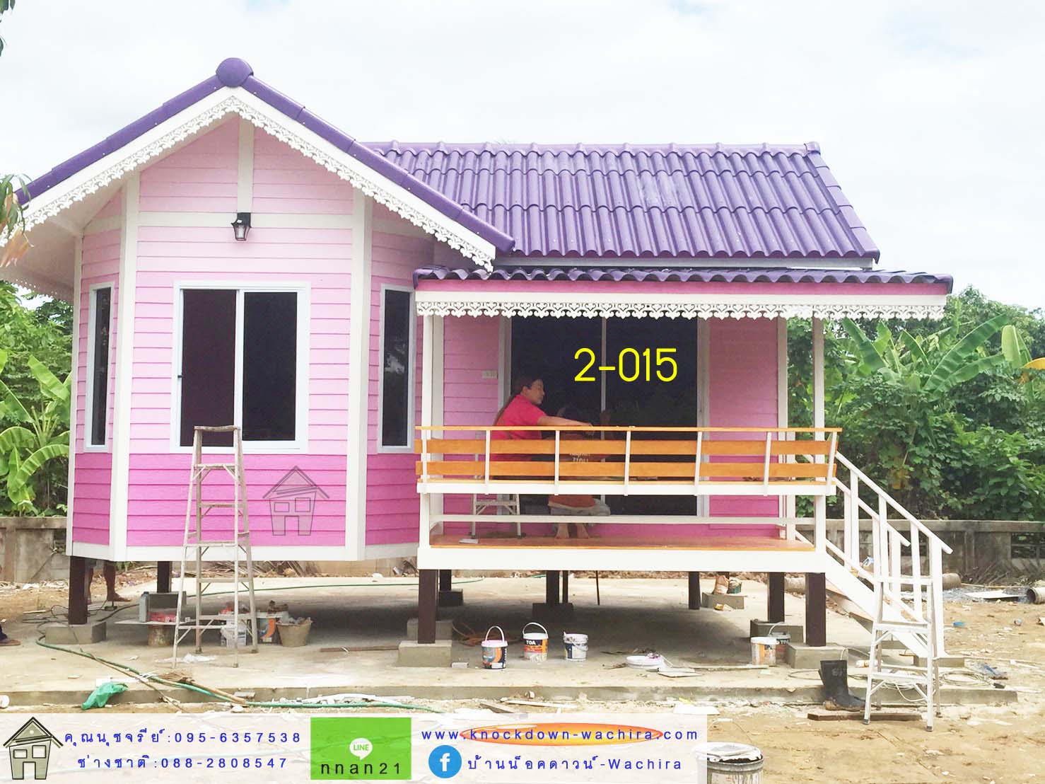 2-015 บ้านน็อคดาวน์ ทรงจั่วมุกซ้อน